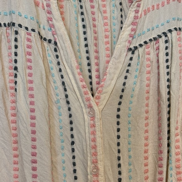 Loft split neck polka dot tie waist blouse - Picture 4 of 5